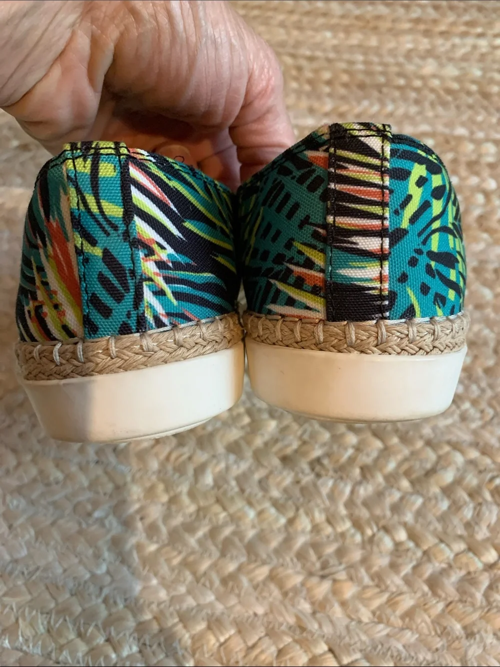 Anne Klein Zillya Tropical Print Slip-On Espadrilles - Black Multicolor